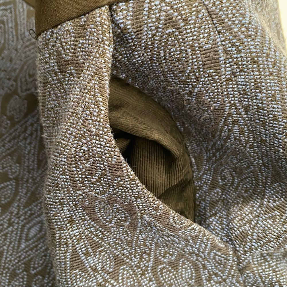 Zara Damask Print Slim Ankle Pants Blue Black Jacquard XS - Picture 10 of 12